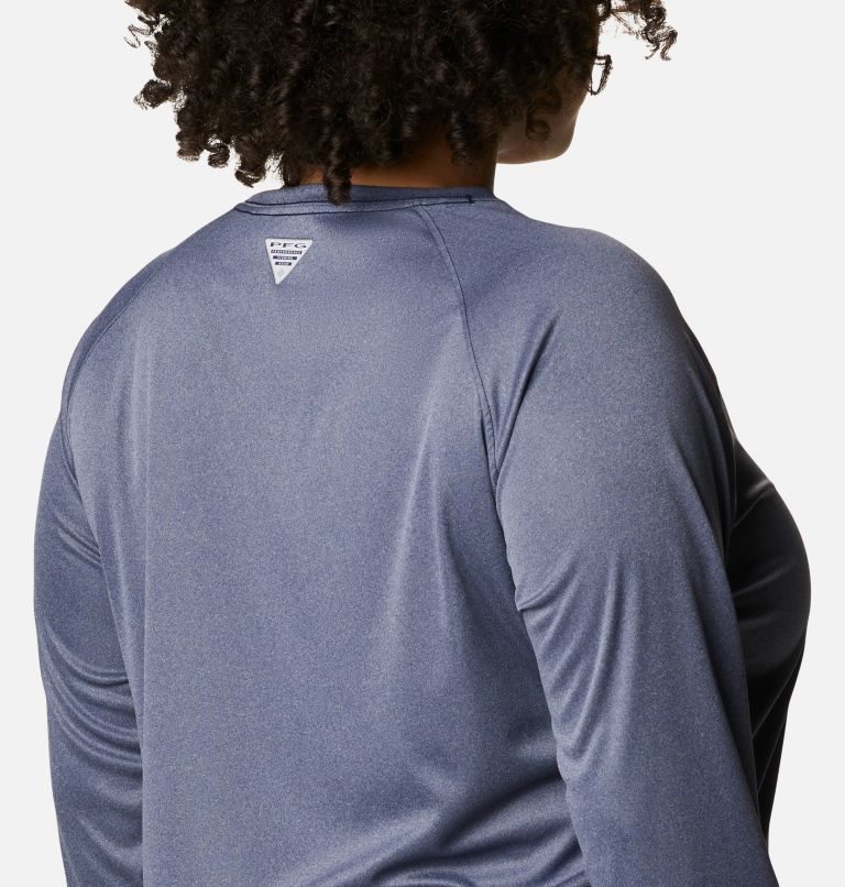 Women's Columbia PFG Tidal Tee Heather Long Sleeve Sweatshirts Navy | Plus Size CA-V5C38